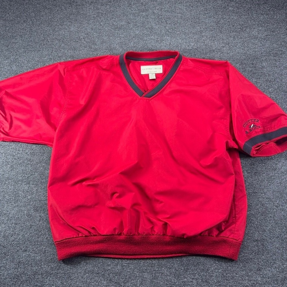 Cutter & Buck Climaguard Mens Red Short Sleeve Golf Windbreaker Pullover Large